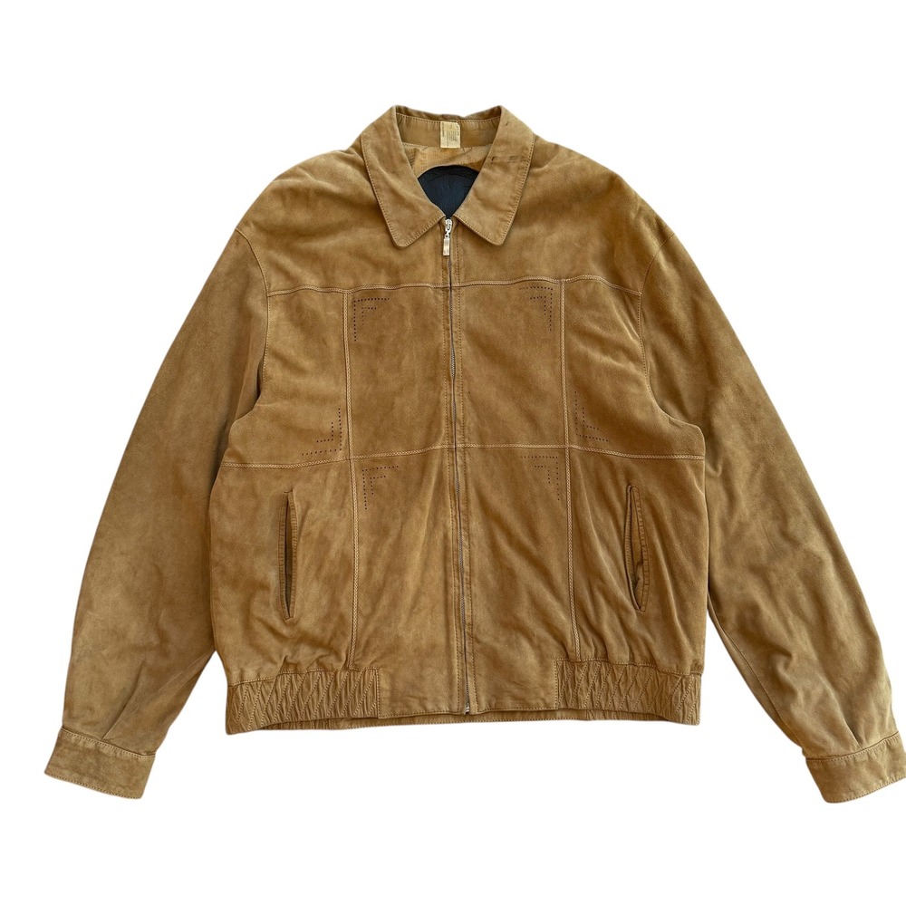 TORRAS Suede Bomber Jacket Mens Tan‎ Leather Zip Front Casual Outerwear XL